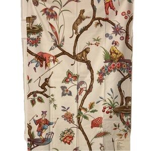 Sample Scalamandre Chinoise Exotique Cotton Print Ecru Fabric